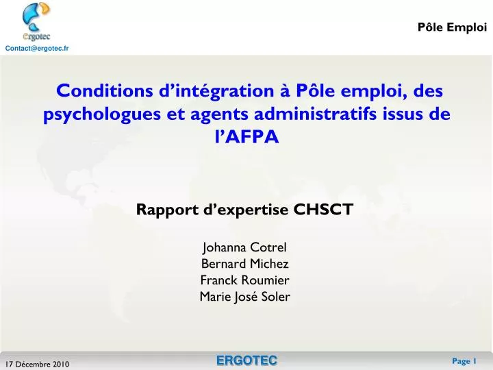 conditions d int gration p le emploi des psychologues et agents administratifs issus de l afpa