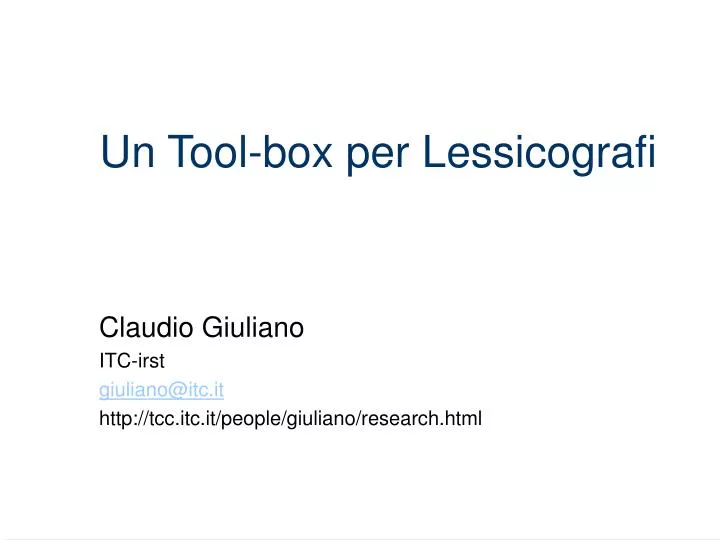 un tool box per lessicografi