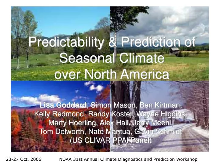 predictability prediction of seasonal climate over north america