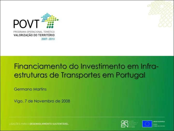 financiamento do investimento em infra estruturas de transportes em portugal