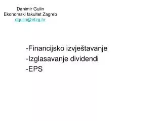 danimir gulin ekonomski fakultet zagreb dgulin@efzg hr