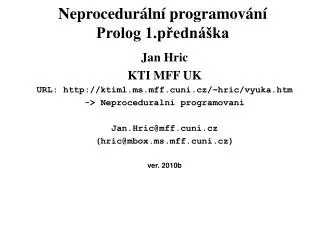 neprocedur ln programov n prolog 1 p edn ka