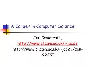 A Career in Computer Science
