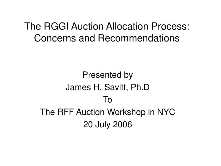 the rggi auction allocation process concerns and recommendations