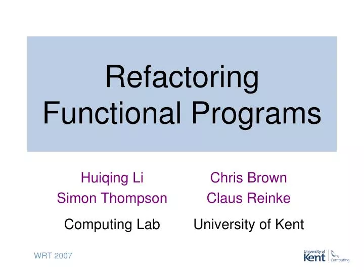 refactoring functional programs