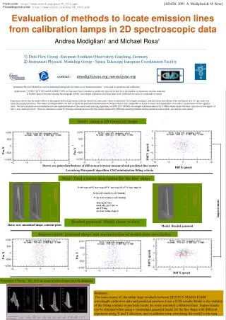 Evaluation of methods to locate emission lines from calibration lamps in 2D spectroscopic data