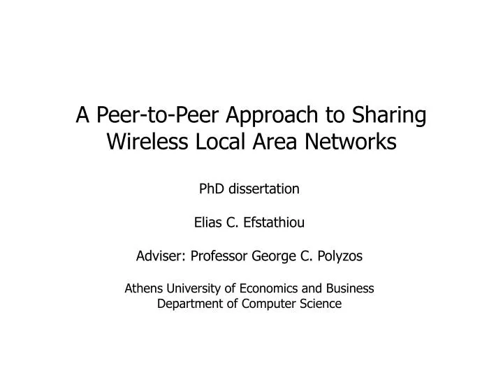 a peer to peer approach to sharing wireless local area networks