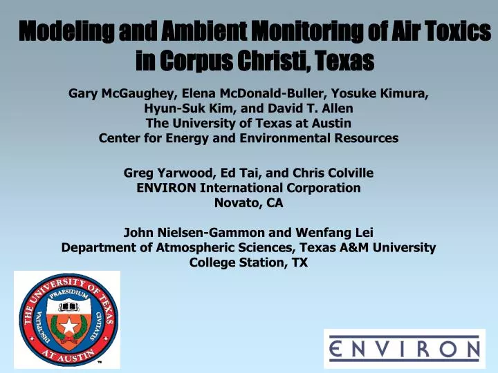 modeling and ambient monitoring of air toxics in corpus christi texas