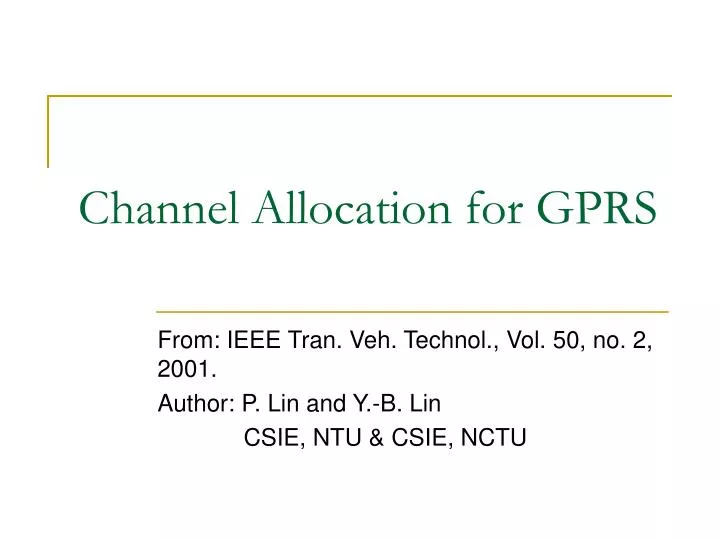 channel allocation for gprs