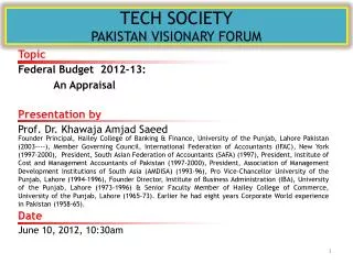 TECH SOCIETY PAKISTAN VISIONARY FORUM