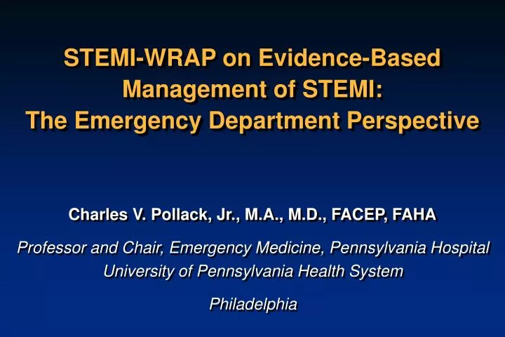 stemi wrap on evidence based management of stemi the emergency department perspective