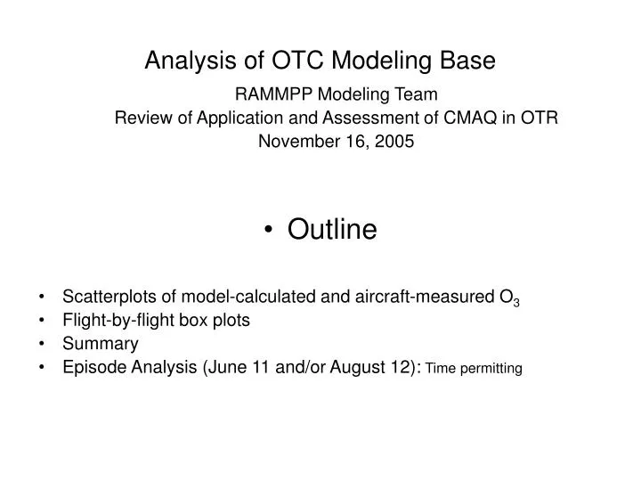 analysis of otc modeling base