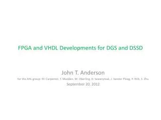 FPGA and VHDL Developments for DGS and DSSD