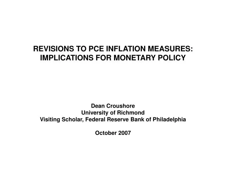 revisions to pce inflation measures implications for monetary policy
