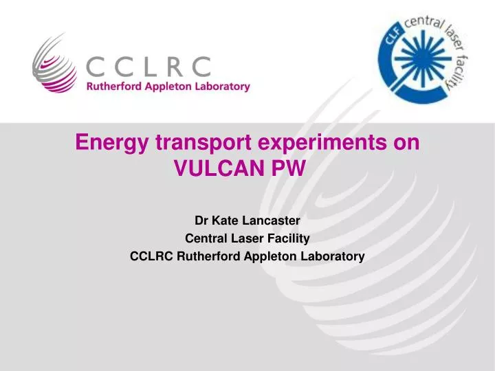 energy transport experiments on vulcan pw