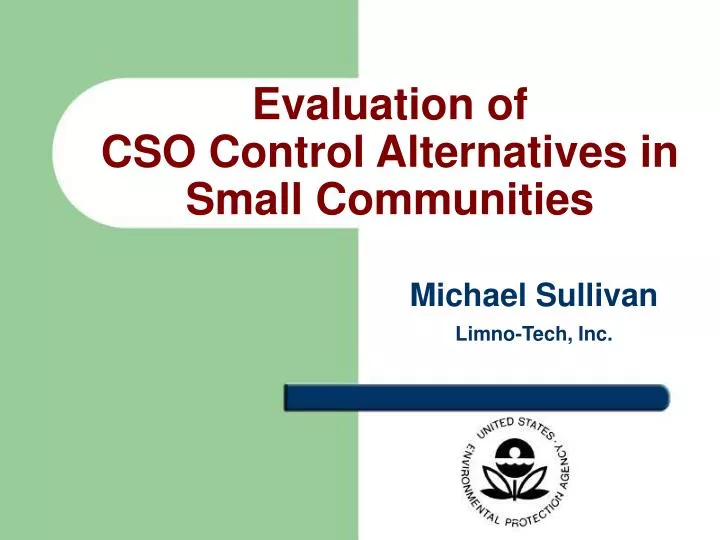 evaluation of cso control alternatives in small communities