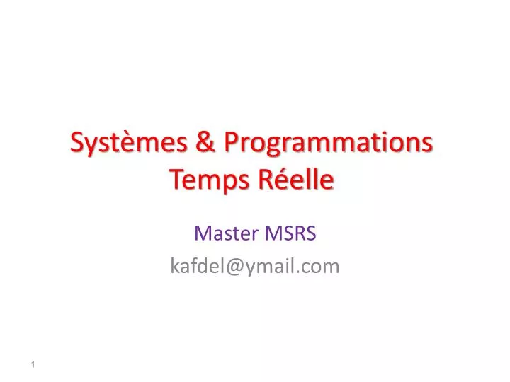 syst mes programmations temps r elle