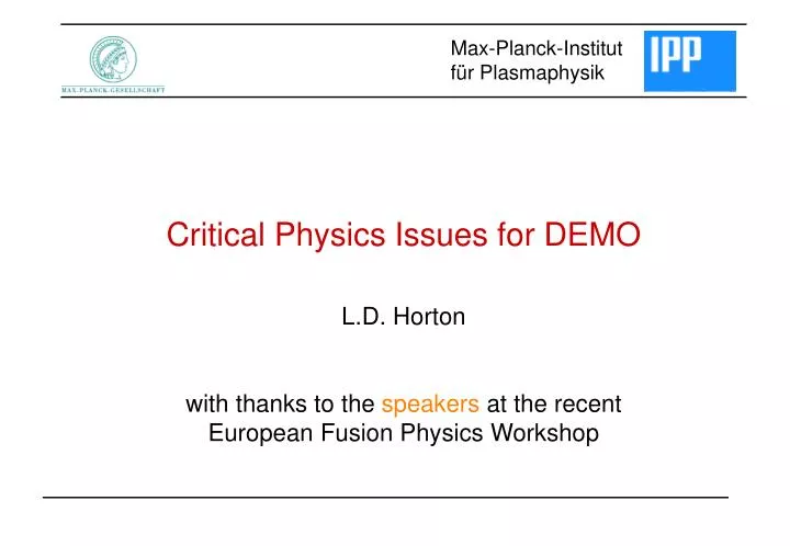 critical physics issues for demo