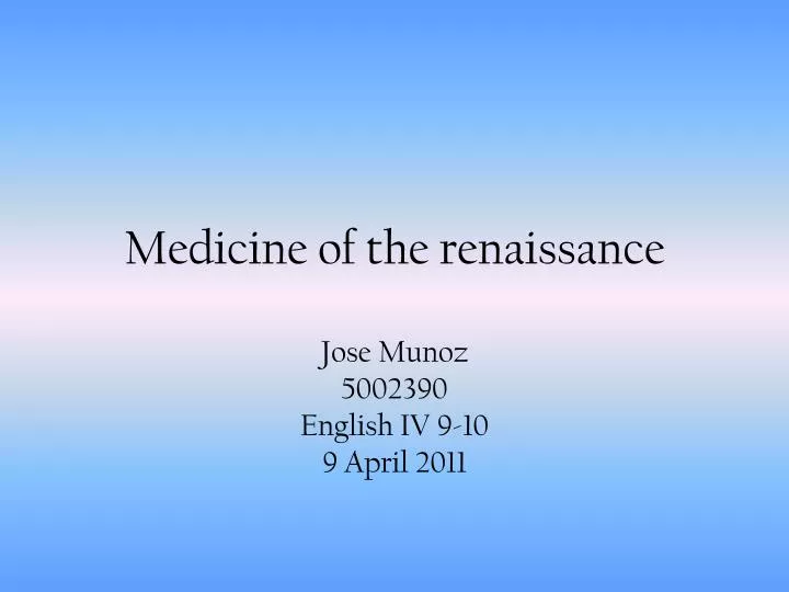 medicine of the renaissance