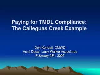 Paying for TMDL Compliance: The Calleguas Creek Example