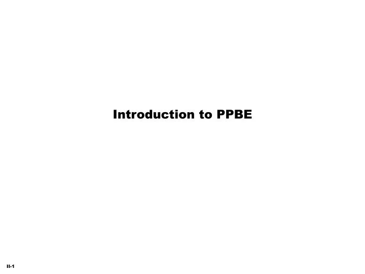 introduction to ppbe