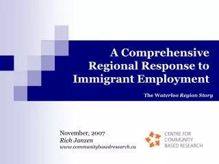 A Comprehensive Regional Response to Immigrant Employment