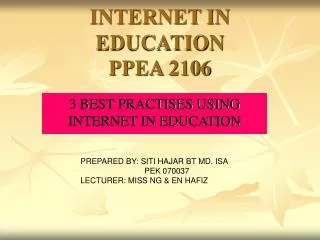 INTERNET IN EDUCATION PPEA 2106