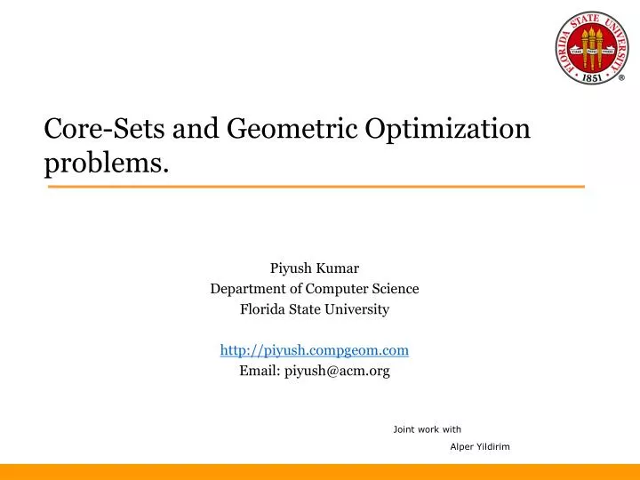 core sets and geometric optimization problems