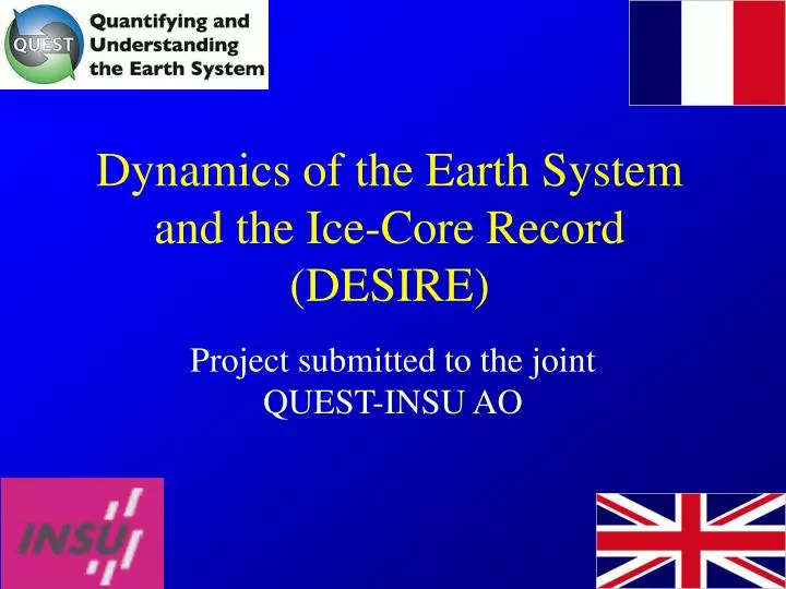 dynamics of the earth system and the ice core record desire