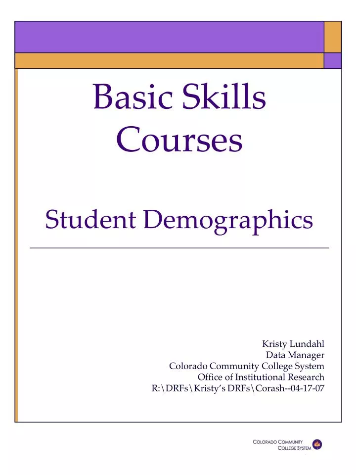 basic skills courses student demographics