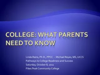 College: what parents need to know