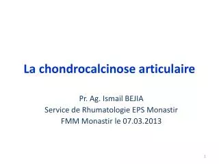la chondrocalcinose articulaire