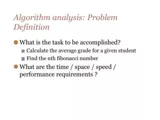 Algorithm analysis: Problem Definition