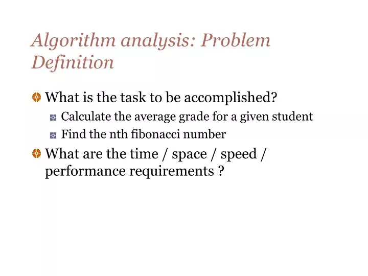 algorithm analysis problem definition