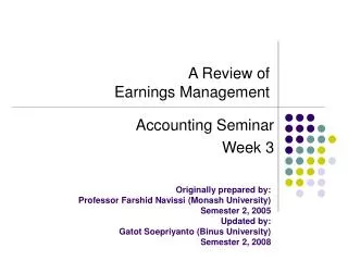 A Review of Earnings Management