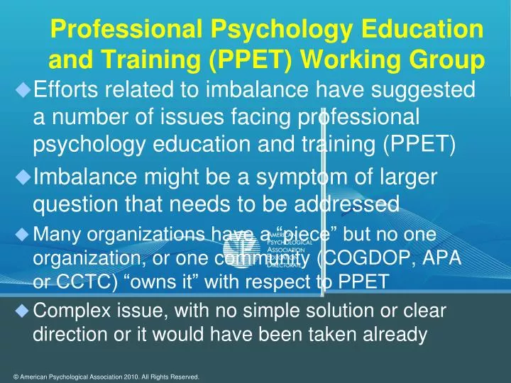 professional psychology education and training ppet working group