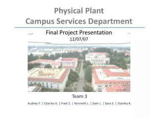Physical Plant Campus Services Department Final Project Presentation 12/07/07