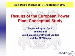 San Diego Workshop, 11 September 2003