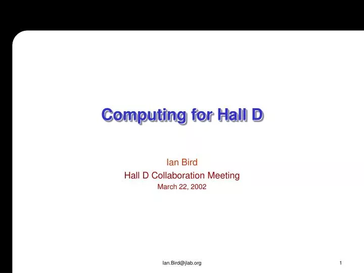 computing for hall d