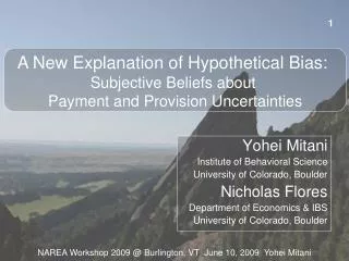 Yohei Mitani Institute of Behavioral Science University of Colorado, Boulder Nicholas Flores