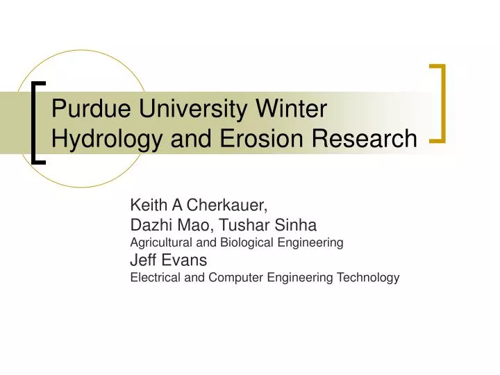 purdue university winter hydrology and erosion research