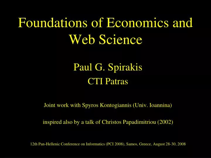 foundations of economics and web science