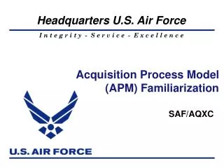 Acquisition Process Model (APM) Familiarization