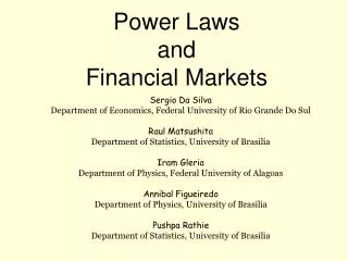 Power Laws and Financial Markets