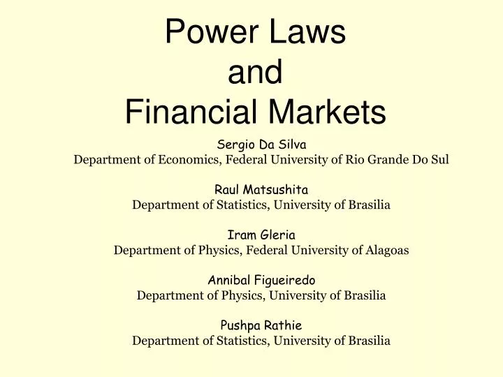 power laws and financial markets