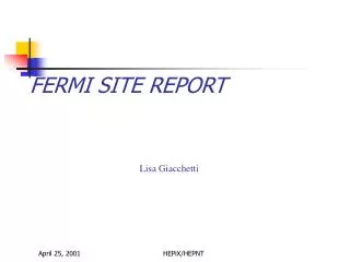 FERMI SITE REPORT