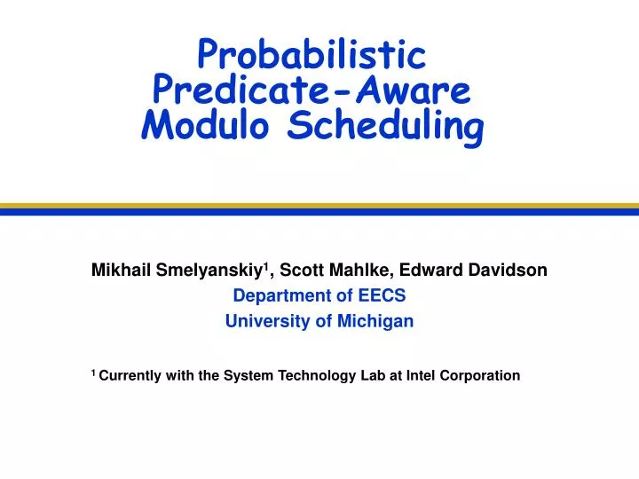 probabilistic predicate aware modulo scheduling