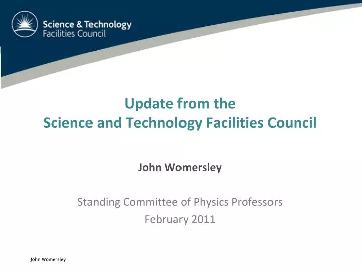 update from the science and technology facilities council