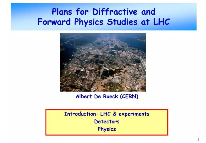plans for diffractive and forward physics studies at lhc