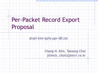 Per-Packet Record Export Proposal